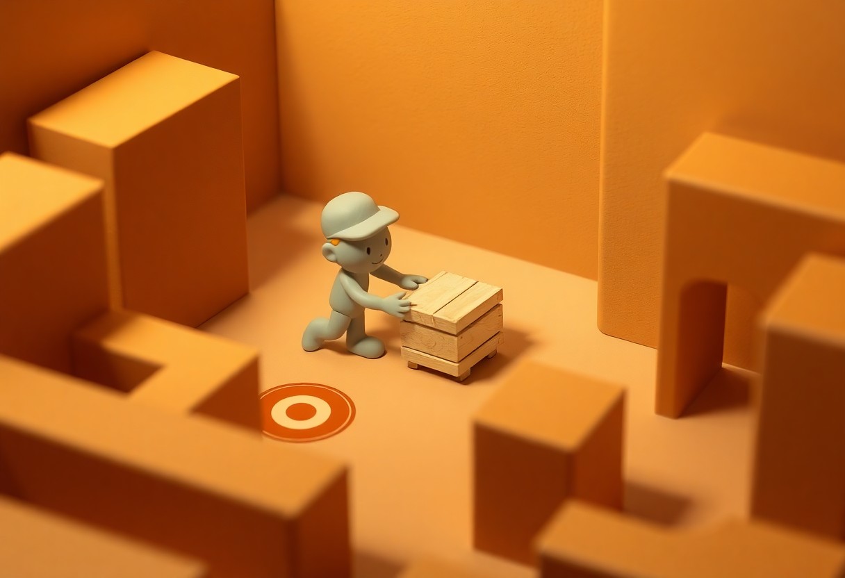 Wooden crates in 3D clay style